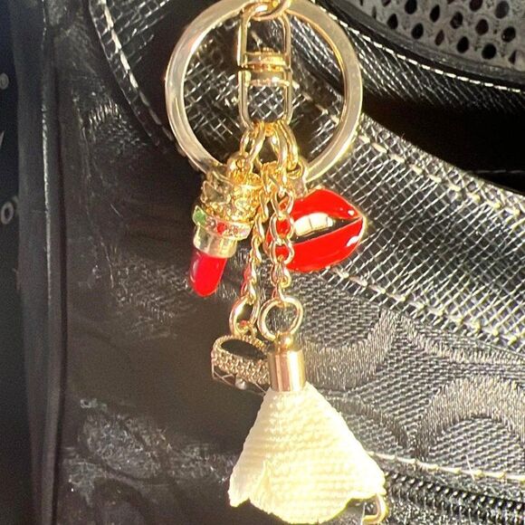 Lips, Lipstick, Purse and Flower Purse Charm Keychain - Adorable - NEW - Picture 3 of 4